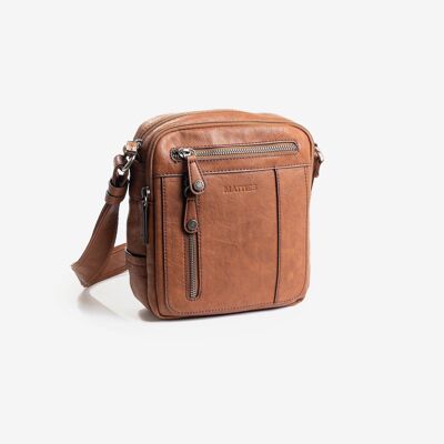 Men's reporter bag, leather color, Youth Collection - 18x21x7 cm