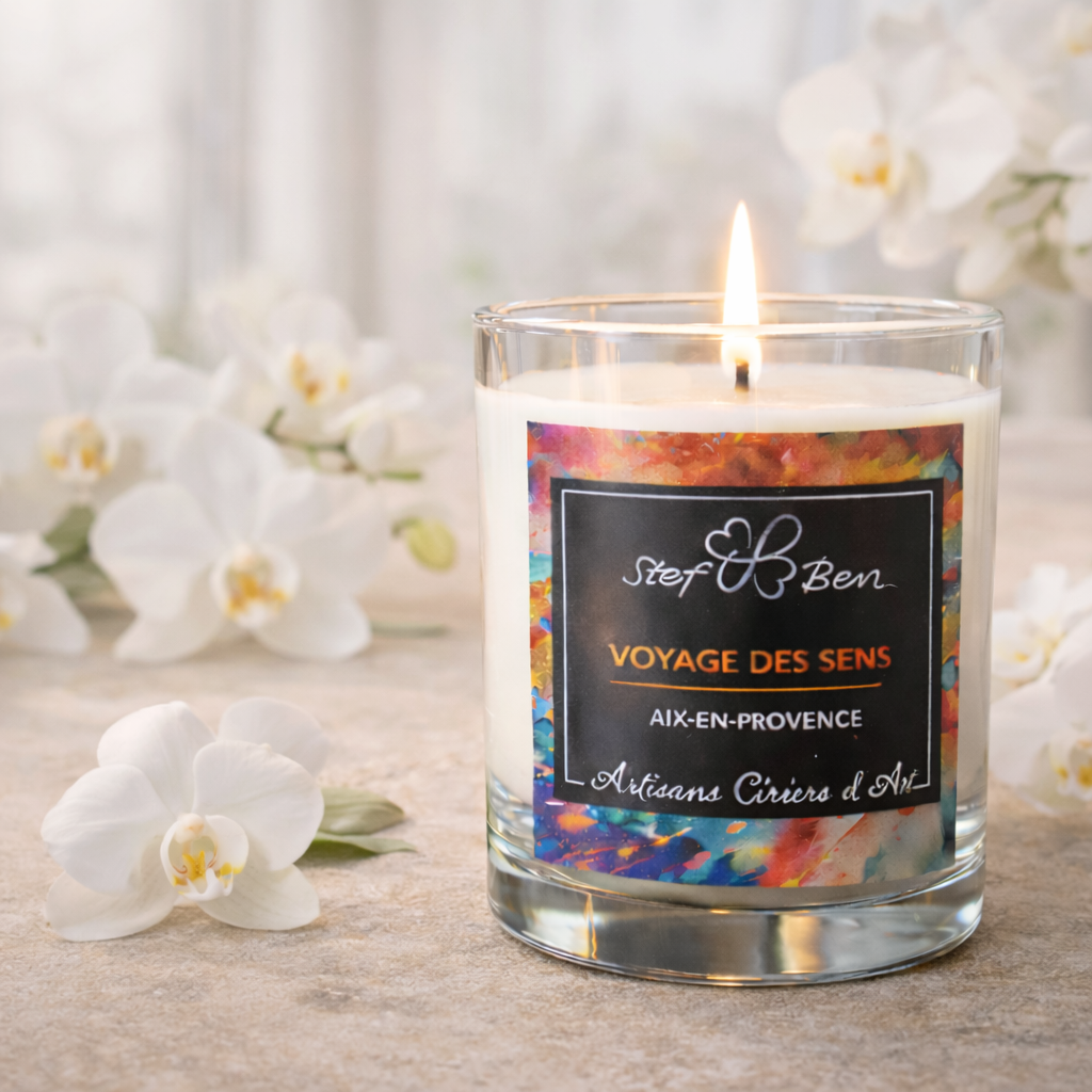 WHITE ORCHIDEE scented candle, hand-poured by ciriers d’art