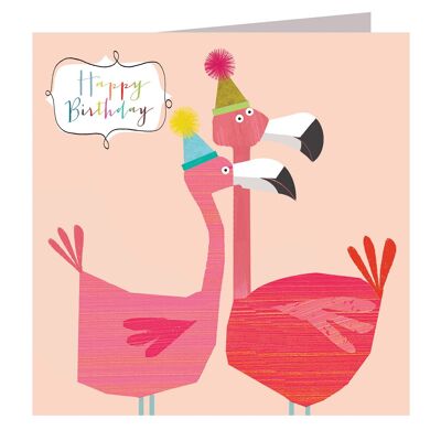 AA13 Flamingos Happy Birthday Card