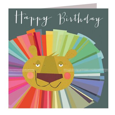 Tarjeta de cumpleaños del león arcoíris AA14