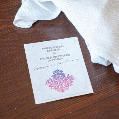 Set of 8 semi paper wedding invitations - Magic Moment