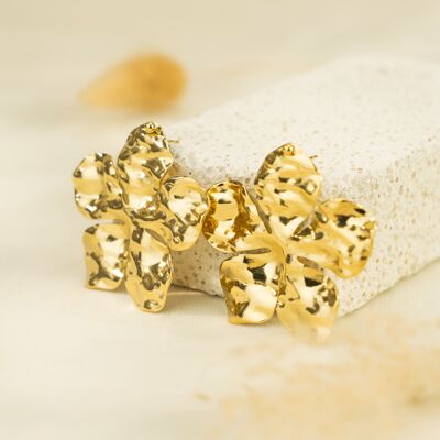 Large flower gold earrings
