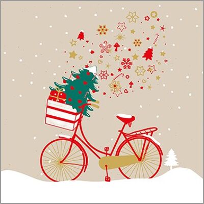 Xmas bike taupe 33x33 cm