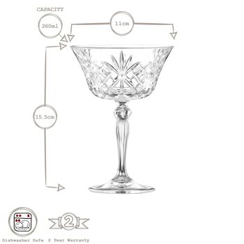 Soucoupe à champagne en verre Melodia 260 ml - Par RCR Crystal 5