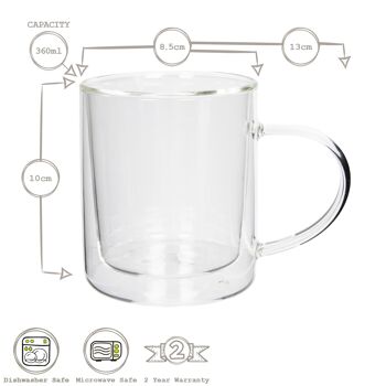 Mug en verre à double paroi de 360 ​​ml - Par Rink Drink 6