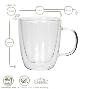 Tasse à café en verre à double paroi de 386 ml - Par Rink Drink 6