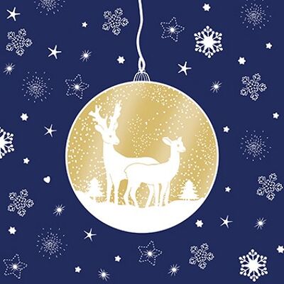 Deers Ornaments blue gold 33x33 cm