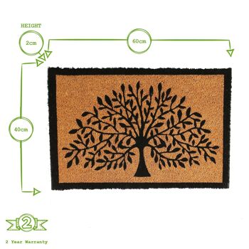 Paillasson en fibre de coco arbre de vie 60 cm x 40 cm - Par Nicola Spring 5