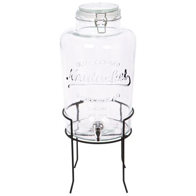 8.7L Glass Drinks Dispenser with Tap & Black Stand - By Rink Drink