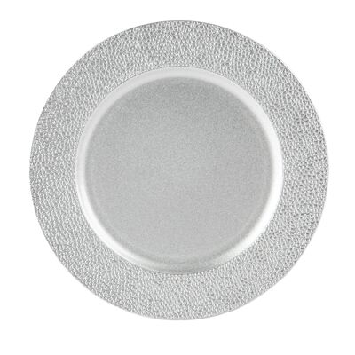 Argon Tableware Assiette de Présentation Métallique - 33 cm - Argent Martelé