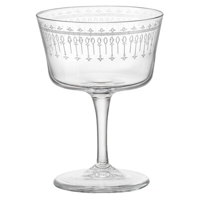 Art Deco 220ml Bartender Novecento Glass Champagne Saucer - By Bormioli Rocco