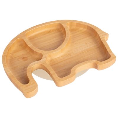 Beige Elephant Bamboo Suction Plate - By Tiny Dining