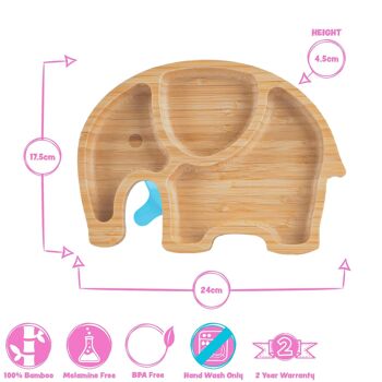 Assiette à Ventouse en Bambou Éléphant Beige - Par Tiny Dining 6