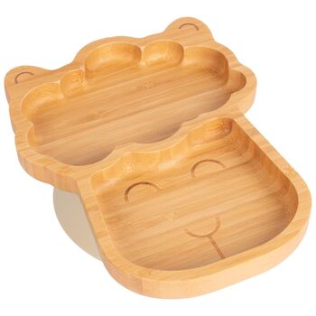 Assiette à ventouse en bambou lama beige - Par Tiny Dining 1