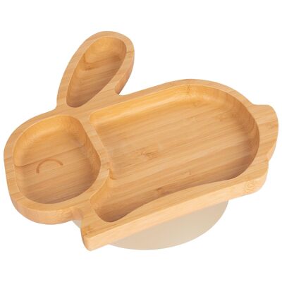 Beige Rabbit Bamboo Suction Plate - By Tiny Dining