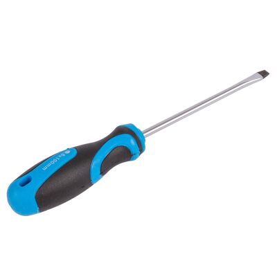 Destornillador magnético azul de cabeza plana de cromo vanadio de 10 cm x 5 mm - Por usuario profesional