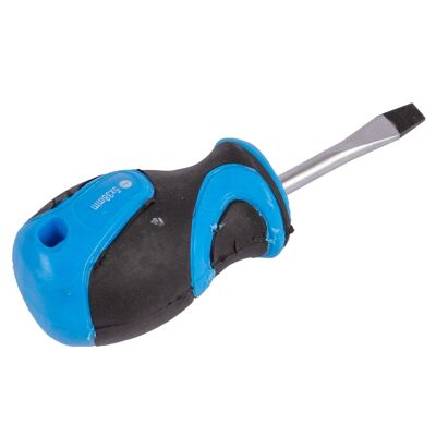 Destornillador magnético azul de cabeza plana rechoncho de cromo vanadio de 4 cm x 5 mm - Por usuario profesional