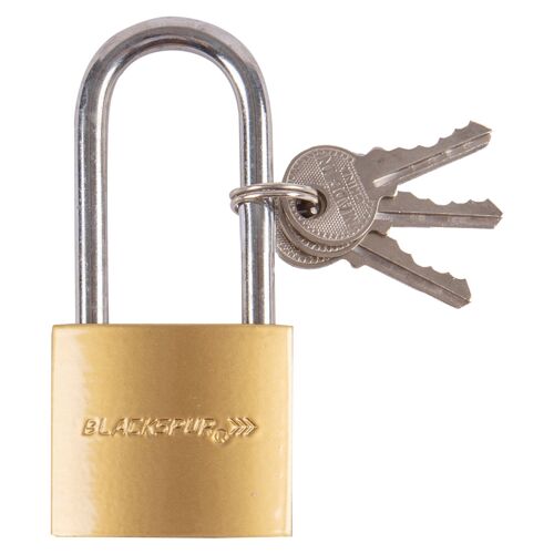 Brass 4cm Iron Hardened Long Shackle Padlock - By Blackspur