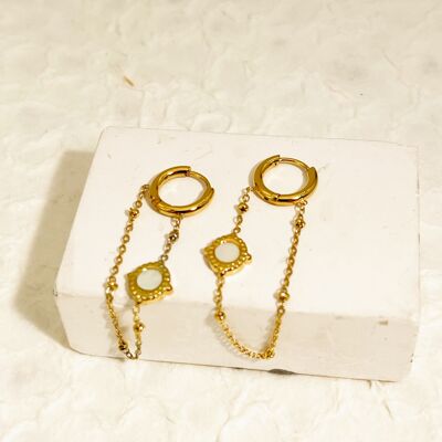 Mini hoop chain earrings