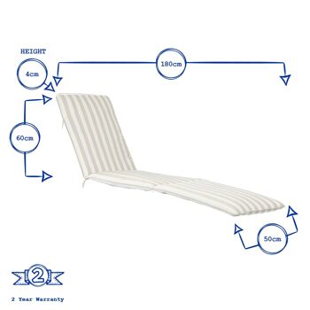 Coussins pour chaise longue Master de Harbour Housewares - Rayures beiges 7