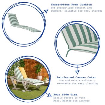 Coussins pour chaise longue Master de Harbor Housewares - Rayure verte 6