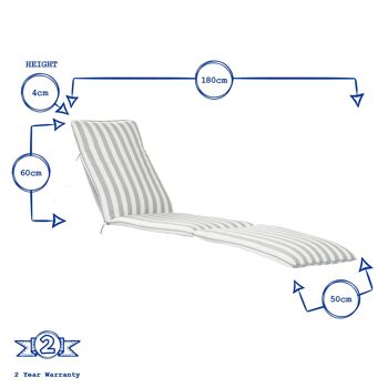 Coussins pour chaise longue Master de Harbour Housewares - Rayures grises 5