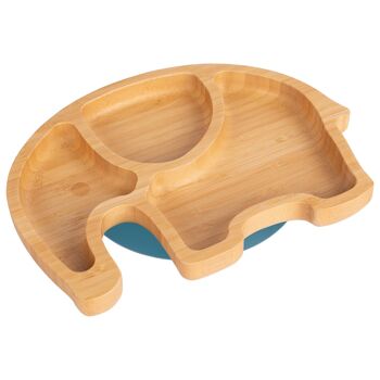 Assiette à Ventouse en Bambou Éléphant Bleu Marine - Par Tiny Dining 1