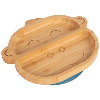 Assiette à Ventouse en Bambou Singe Bleu Marine - Par Tiny Dining 1