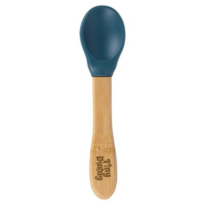 Cucchiaio in bambù con punta morbida blu scuro - Punta in silicone