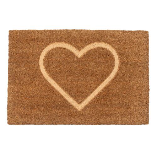 Nicola Spring Coir Door Mat - 60 x 40cm - Embossed Heart