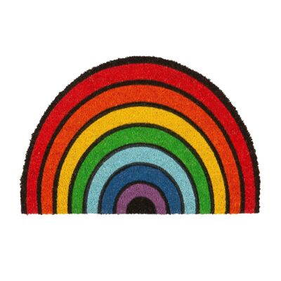 Nicola Spring Halbmond-Fußmatte aus Kokosfaser – 60 x 40 cm – Regenbogen