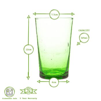 Nicola Spring Meknès Verre Highball Recyclé - 325 ml - Vert 5