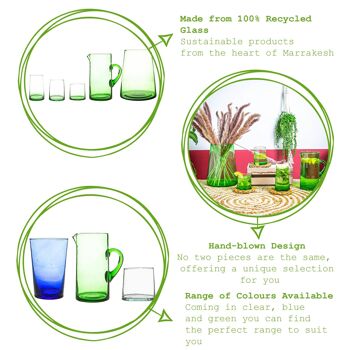 Nicola Spring Meknès Verre Gobelet Recyclé - 215 ml - Vert 4