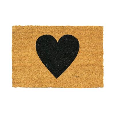 Nicola Spring rutschfeste Kokosfaser-Fußmatte – 60 x 40 cm – schwarzes Herz