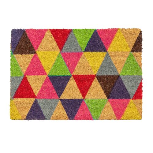 Nicola Spring Non-Slip Coir Door Mat - 60 x 40cm - Triangles