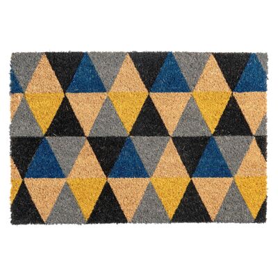 Nicola Spring Paillasson antidérapant en fibre de coco – 60 x 40 cm – Triangles (Gris)