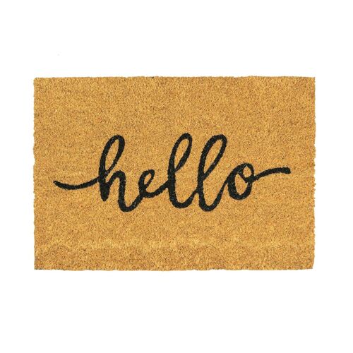 Nicola Spring Non-Slip Coir Door Mat - 90 x 60cm - Hello