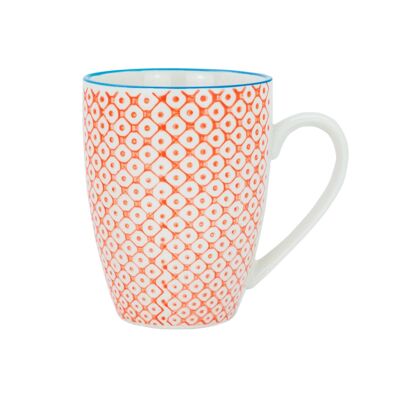 Tazza da caffè e tè con motivi Nicola Spring - 360 ml - Arancione e blu