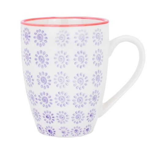 Nicola Spring Patterned Coffee and Tea Mug - 360ml - Purple and Red