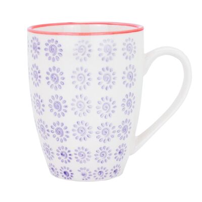 Taza de café y té estampada de Nicola Spring - 360 ml - Púrpura y rojo