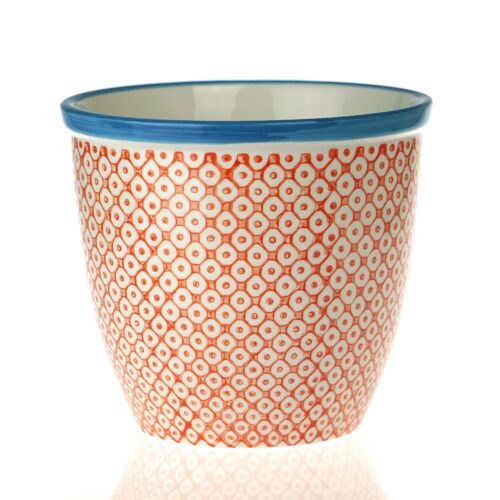 Nicola Spring Patterned Garden Plant Pot - Orange and Blue