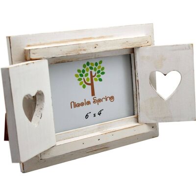 Cornice per foto autoportante Nicola Spring in legno con persiana a forma di cuore - 6x4 - Bianca