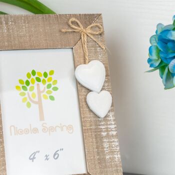 Nicola Spring Cadre photo en bois – 4 x 6 – Naturel avec cœurs blancs 3