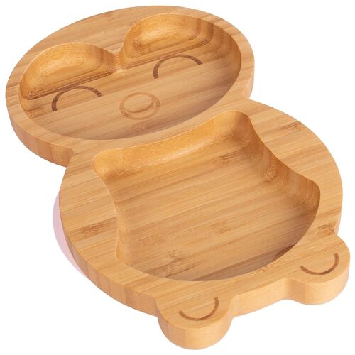 Pastel Pink Penguin Bamboo Suction Plate - By Tiny Dining