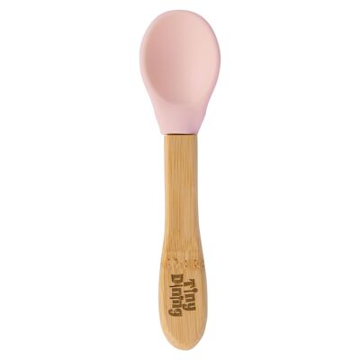 Cucchiaio in bambù con punta morbida rosa pastello - Punta in silicone