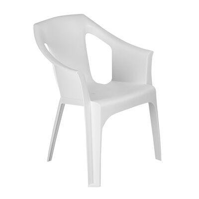 Sedia da giardino di design per esterni/interni Resol "Cool" in plastica, colore bianco
