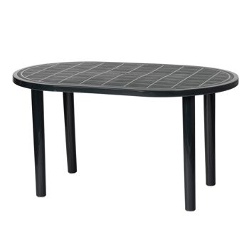 Table de Jardin Ovale d'Extérieur Resol Gala - Plastique Gris - 140 x 90 cm 1