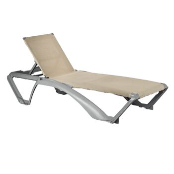 Chaise longue Resol Marina - Cadre gris foncé avec toile naturelle/crème 1