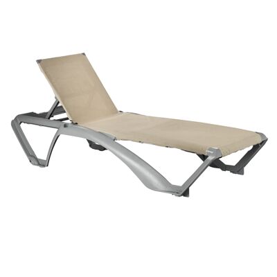 Chaise longue Resol Marina - Cadre gris foncé avec toile naturelle/crème