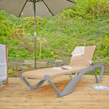 Chaise longue Resol Marina - Cadre gris foncé avec toile naturelle/crème 2